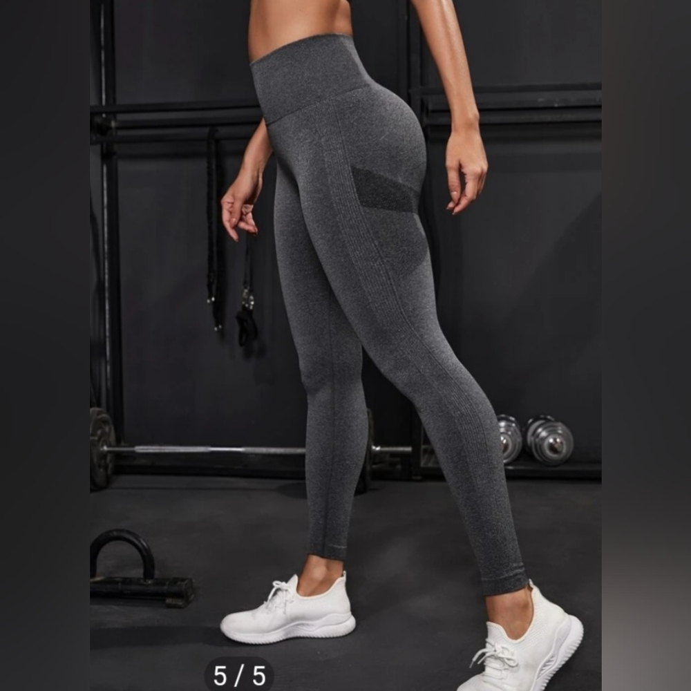 SHEIN Seamless Wide Band Waist Space Dye Sports Leggings